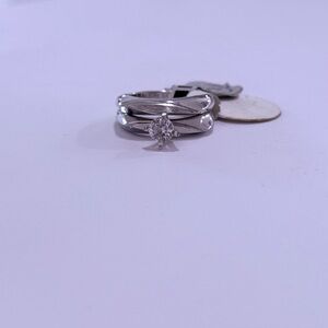 NWT VINTAGE 18k HGE Bridal Ring Set With Clear Stone Stamped